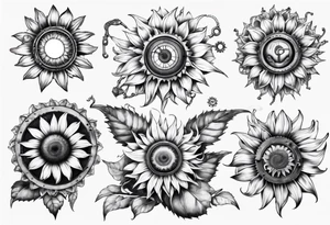 Steam punk sunflower tattoo idea