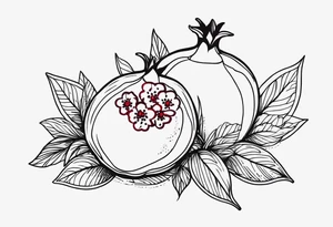 2 pomegranates with flowers small tattoo idea