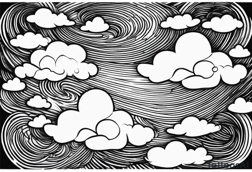 heaven clouds swirl vignette tattoo idea