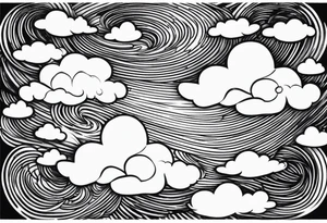 heaven clouds swirl vignette tattoo idea