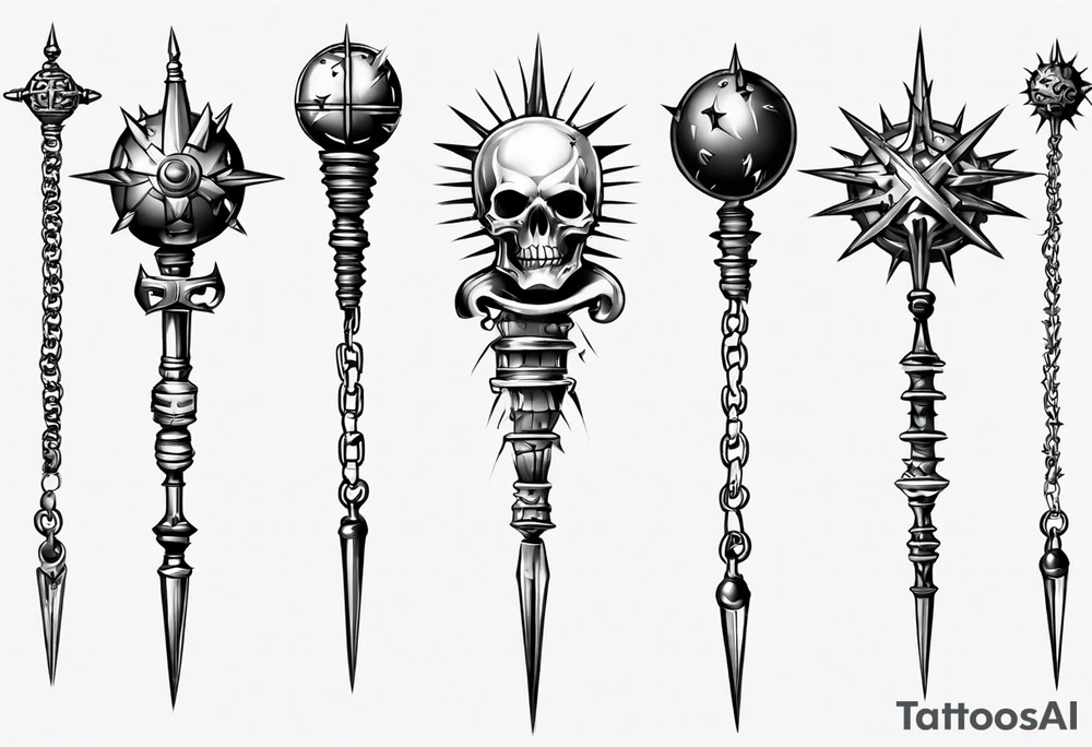 spiked ball mace on a chain tattoo idea
