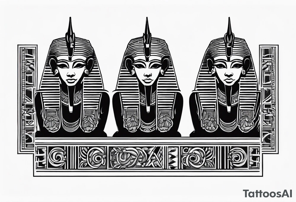 Egyptian See no evil , speak no evil , hear no evil vertical tattoo idea