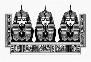 Egyptian See no evil , speak no evil , hear no evil vertical tattoo idea