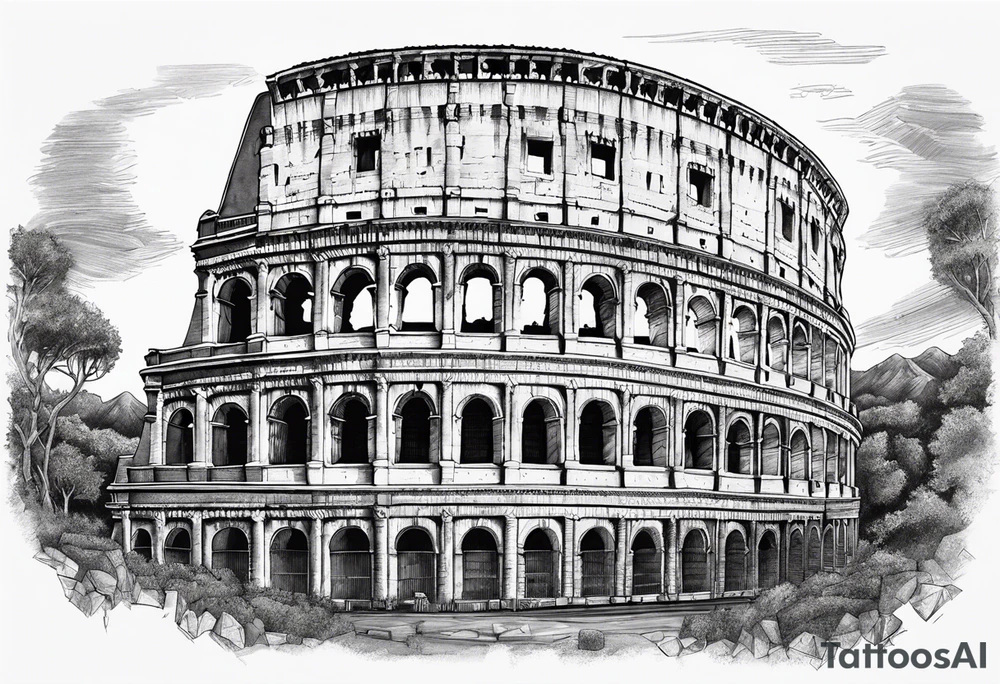colosseum with cobble stone tattoo idea