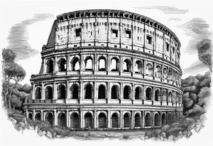 colosseum with cobble stone tattoo idea