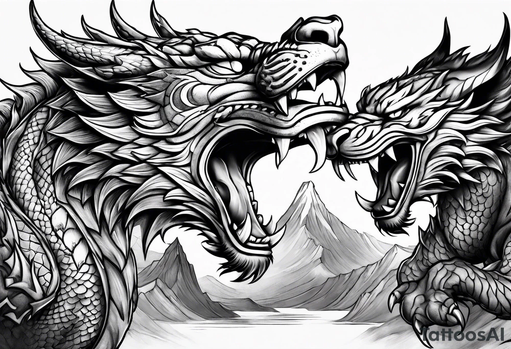Dragon fighting tiger tattoo idea