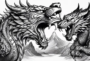 Dragon fighting tiger tattoo idea