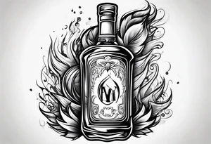 Flaming Molotov cocktail gasoline tattoo idea