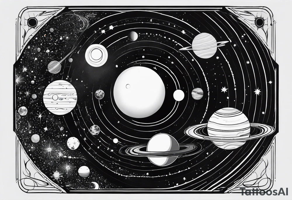 Minimalist representation of the solar system tattoo idea