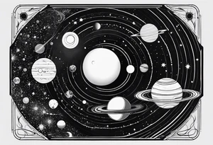 Minimalist representation of the solar system tattoo idea