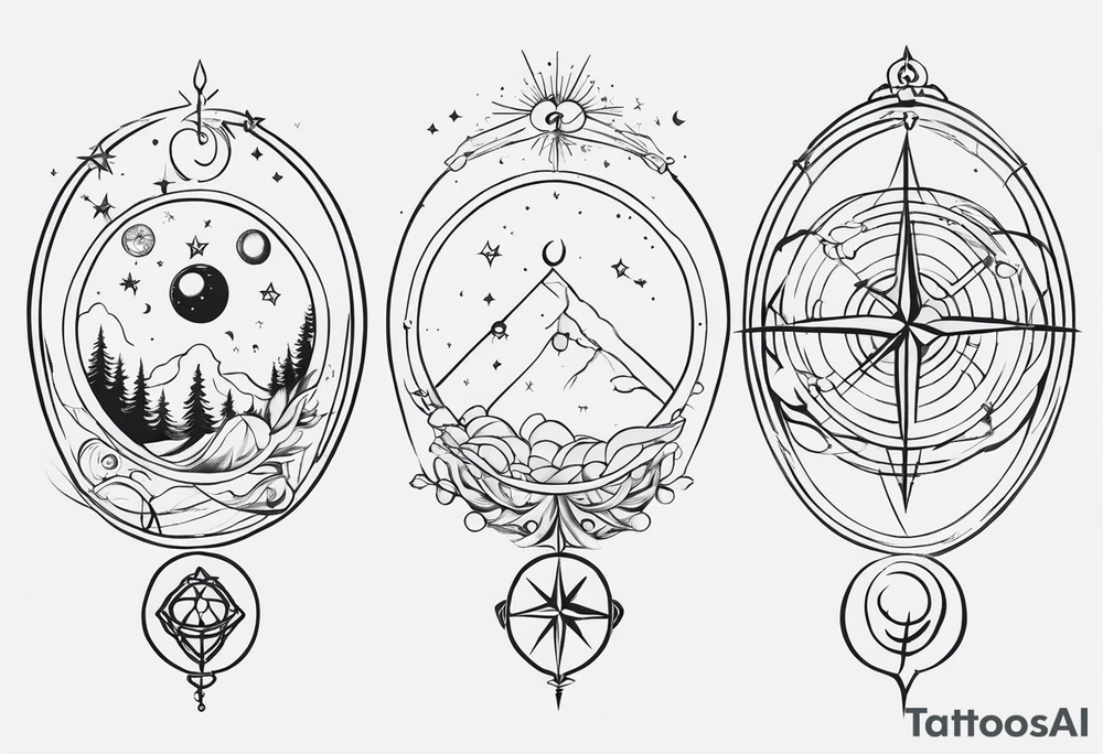 tattoo full sleeve that includes astrologic signs of cancer. tattoo idea