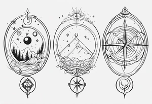 tattoo full sleeve that includes astrologic signs of  cancer. tattoo idea