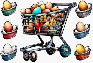 Shopping cart with eggs tattoo idea