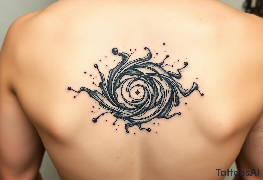swirly smoky flowing spirally galaxy with stipple shading tattoo idea