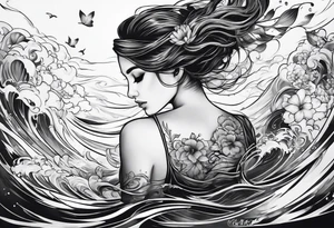 girl on her back floating in water
aerial view tattoo idea