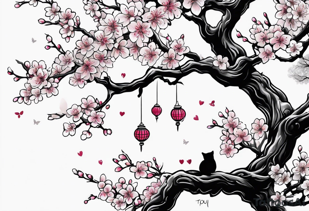 I love you in another language with cherry blossom trees coming im and out of it tattoo idea
