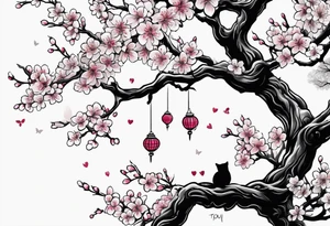 I love you in another language with cherry blossom trees coming im and out of it tattoo idea