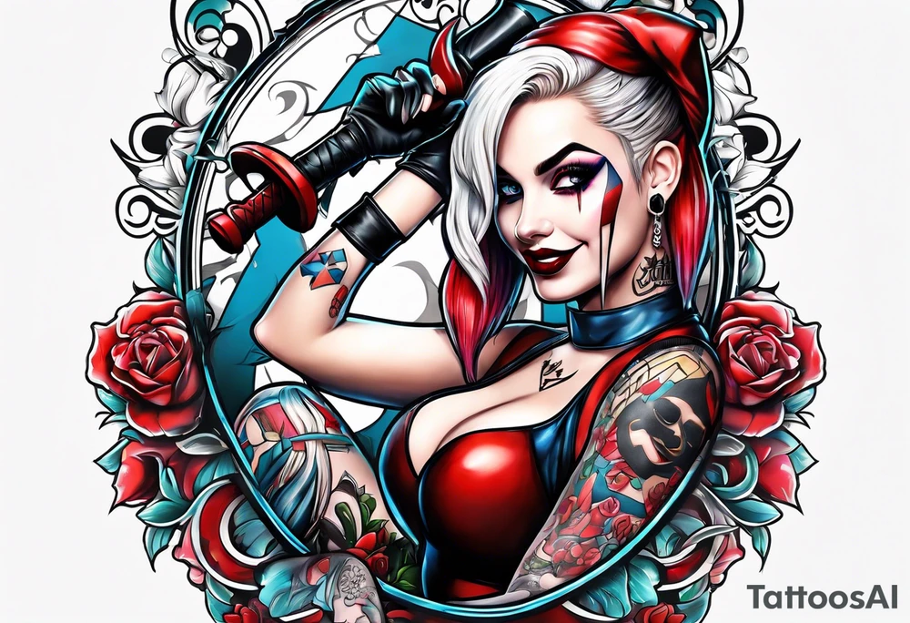 Pinup Harley Quinn tattoo idea