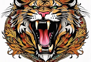 big cat roaring tattoo idea