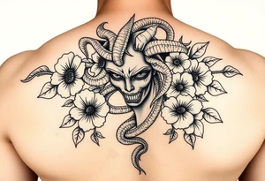 Medusa with  flowers tattoo idea