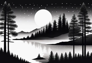 pine tree line fade landscape
 night tattoo idea