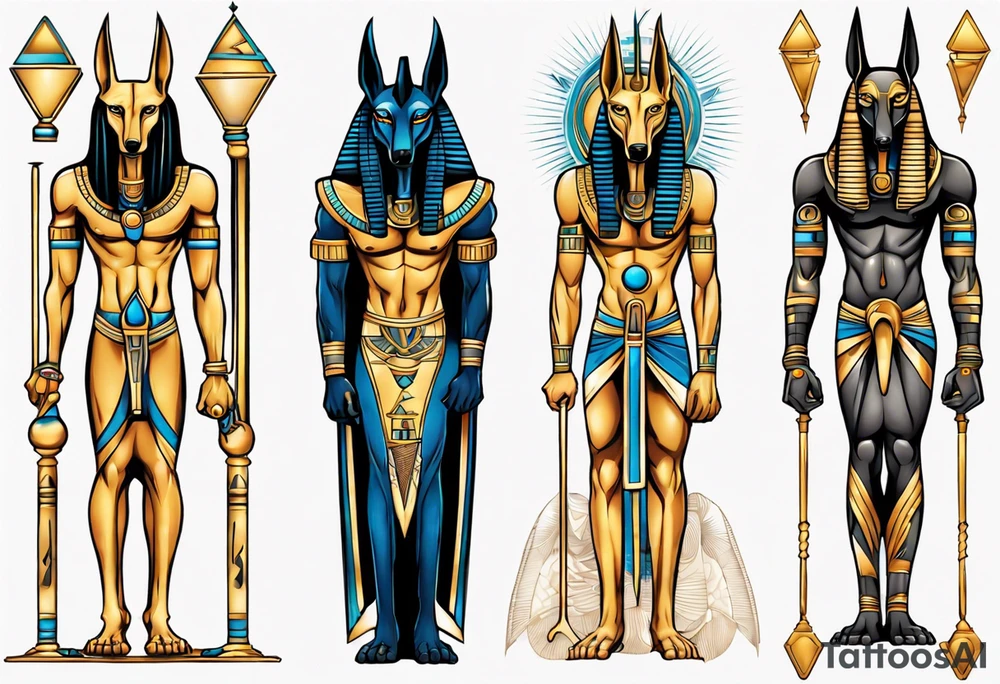 anubis and horus full arms tattoo idea