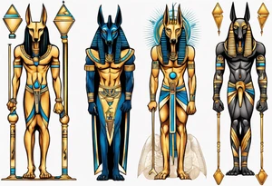 anubis and horus full arms tattoo idea