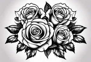 4 roses with a banner full back calf tattoo idea