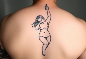 Naked Fat woman hanging by a rope tattoo idea