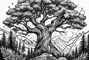 Woods nature stars family tattoo idea
