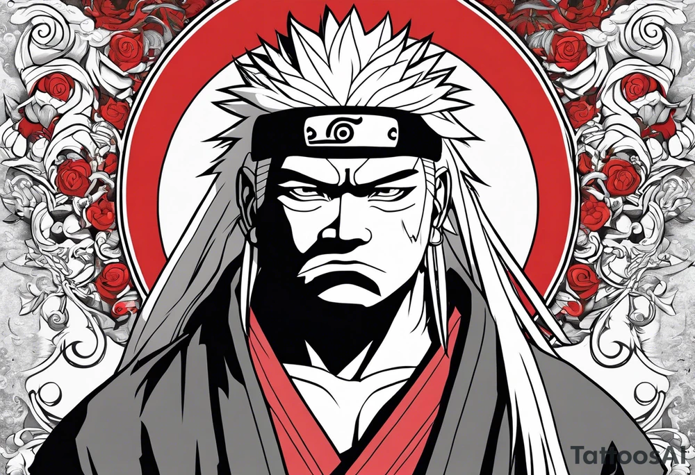 Jiraiya from naruto with red tattoo tattoo idea