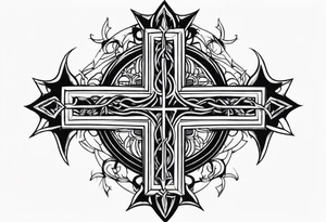 Cross with crown with thorns on top of it tattoo idea