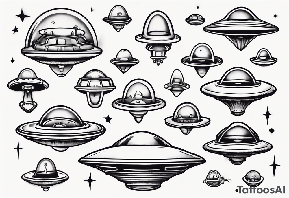 Cartoon blacklist flying saucer tattoo idea