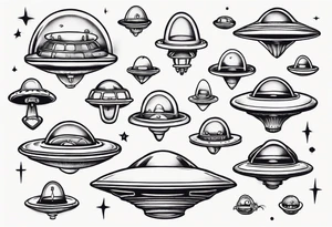 Cartoon blacklist flying saucer tattoo idea