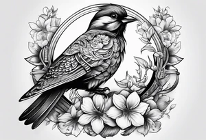 Bird and flowers tattoo idea