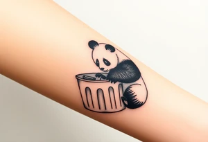 Panda digging through trash can tattoo idea