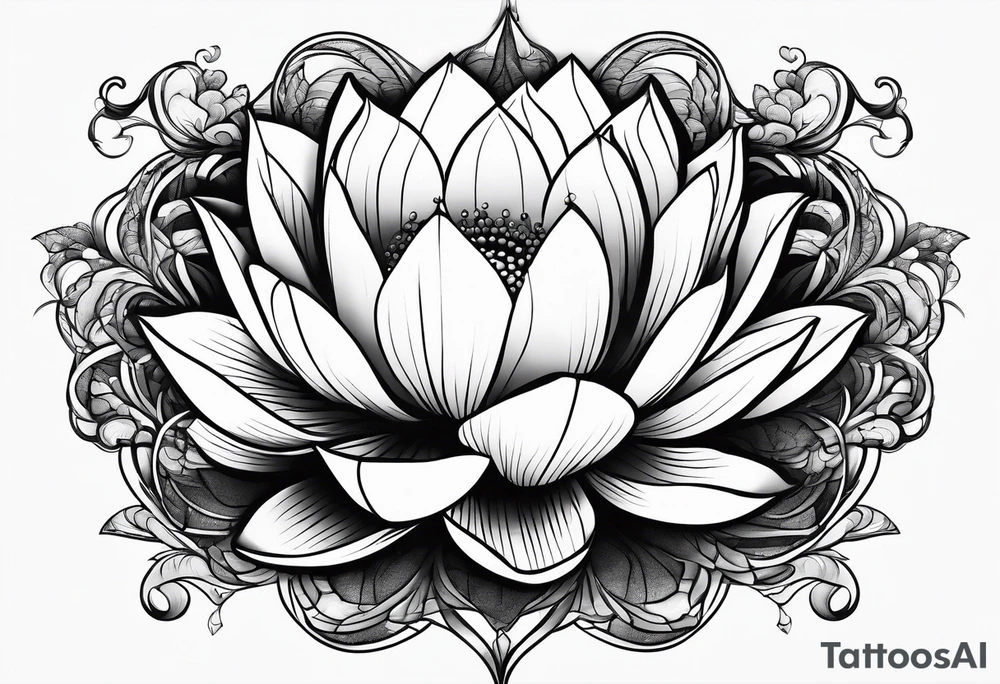lotus, line art tattoo idea
