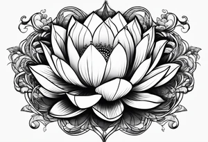 lotus, line art tattoo idea