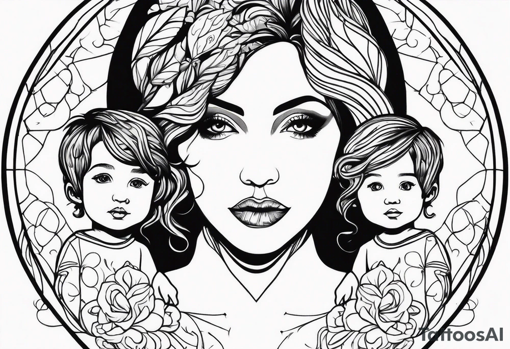Mom with son and daughter tattoo idea