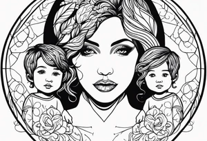 Mom with son and daughter tattoo idea