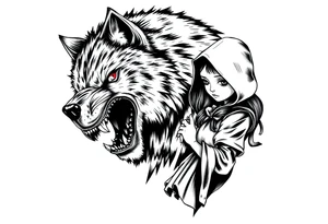Big bad wolf stalking little red riding hood tattoo idea