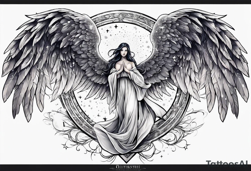 Constellation, Angel wing , snow , cross tattoo idea