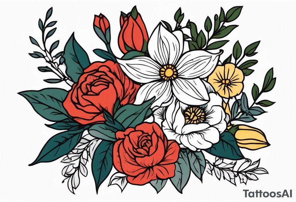 Traditional flower arrangements tattoo idea