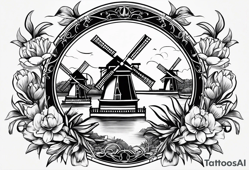 Dutch lineage/heritage tattoo using either the dutch republic lion, windmills, tulips or a combination. Keep it simple and more gothic tattoo idea