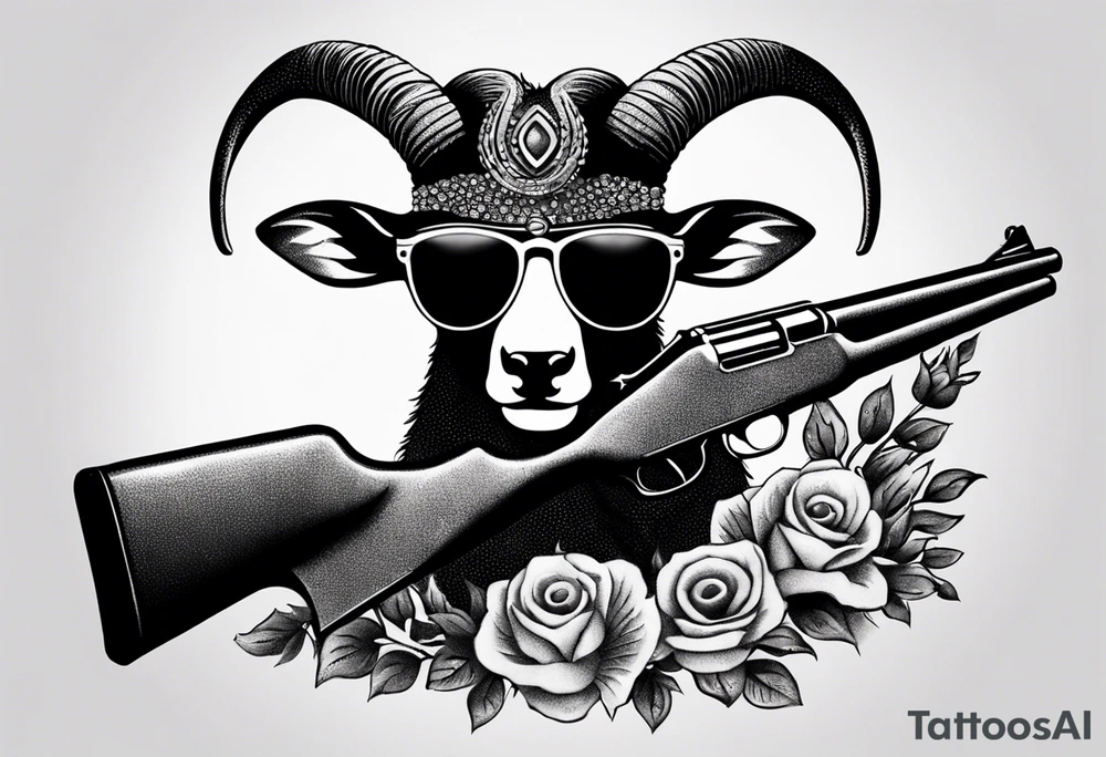 capricorn with sunglasses and shotgun tattoo idea