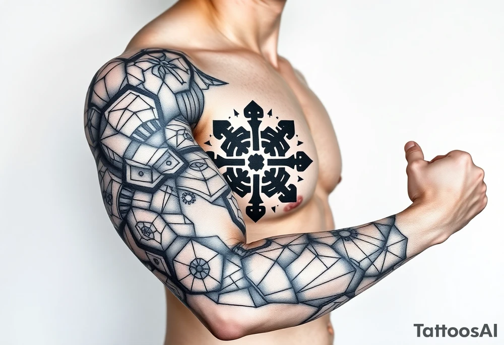 Geometry with jingjang symbol tattoo idea