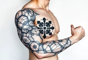 Geometry with jingjang symbol tattoo idea