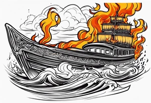 valhalla sword  funeral boat on fire tattoo idea