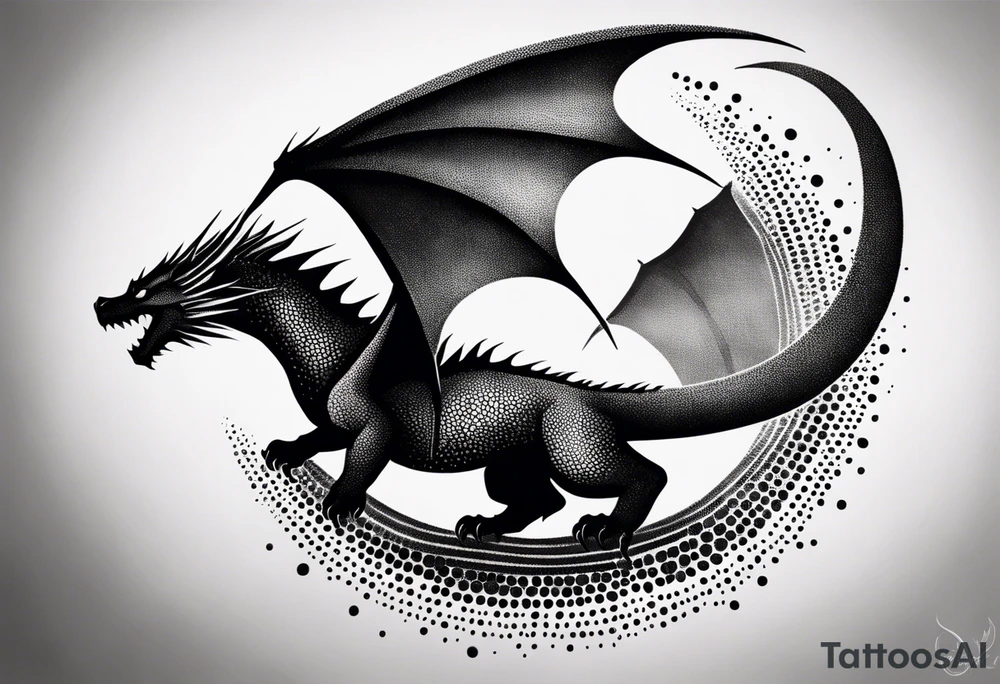 strength, small, drogon, long tail, elegant, sun, lenghty, pisces tattoo idea