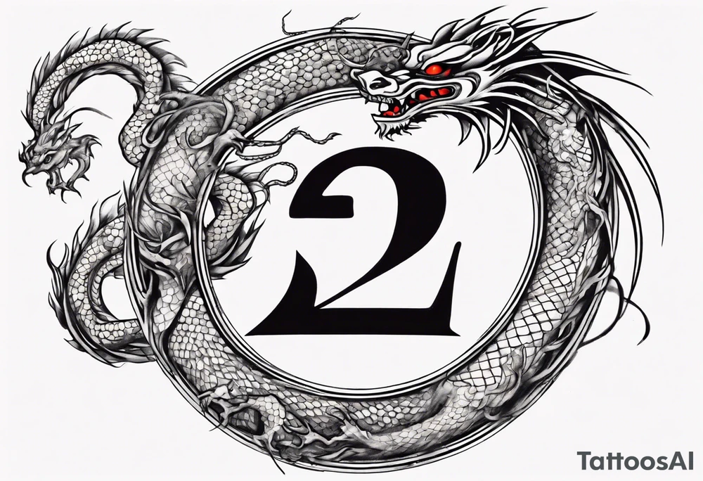Number 24 with a Chinese dragon around it tattoo idea